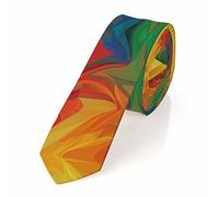 Yakuna White Floral Mens Tie Botanical Romantic Printed Floral Men's Necktie Ties for Mens Daily Wedding Party Business, Yellow Orange Green Pattern