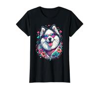 Yakutian Laika Dog St Valentines Day Artwork Value Graphic T-Shirt, Women, Black, M