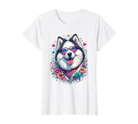 Yakutian Laika Dog St Valentines Day Artwork Value Graphic T-Shirt, Women, White, XS