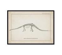 YakuWolf Vintage Dinosaur Skeleton Paleontology Wall Art Canvas Posters Dinosaur Fossils Art Prints Triceratops Sketches Pictures Boy Room Decor (SKU15,8"x12"(20 x30 cm),Black Metal Frame)
