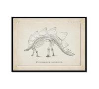YakuWolf Vintage Dinosaur Skeleton Paleontology Wall Art Canvas Posters Dinosaur Fossils Art Prints Triceratops Sketches Pictures Boy Room Decor (SKU9,12"x16"(30 x 40 cm),Black Metal Frame)