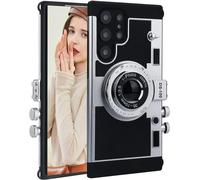 YAKVOOK Emily in Paris Phone Case for Samsung Galaxy S26 Ultra,Cute 3D Vintage Camera Phone Case with Lanyard Adjustable Shoulder Strap Unique Cool Silicone PC Case for Girls Women Black