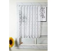 Yaland Jacquard Net Curtain with Tendril Pattern Kitchen Curtain with Hole Strip Country House Style Short Curtain 1 Piece, White, W x H 300 x 120 cm