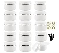Yalbdopo 15Pcs 30ml/30g White Cosmetic Sample Jars with 3Pcs Mini Spatulas & Labels, Plastic Refillable Travel Pot Containers with Silver Dome Lids & Inner Liners for Makeup Creams Beauty Nails