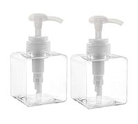 Yalbdopo 2PCS 250ml / 8.5oz Empty Pump Dispenser Bottle Refillable Plastic Lotion Pump Bottles, Shampoo Body Wash Shower Square Storage Holder Container Toiletries Liquid Dispenser (Transparent)