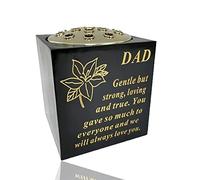 Yaldram Black And Gold Graveside Flower Pot Verse Weatherproof Graveside Tribute Ornament Grave Rose Bowl_14 x 15cm (Black & Gold, Dad)