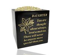Yaldram Black And Gold Graveside Flower Pot Verse Weatherproof Graveside Tribute Ornament Grave Rose Bowl_14 x 15cm (Black & Gold, Daughter)