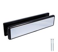 Yale 12" Chrome with Black Trim Weatherproof Letterbox Plate with Draught Excluder Brush & Sprung Flaps Universal UPVC Front Door Post Box