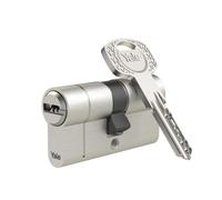 Yale 1350 Euro Profile Cylinder Double Cylinder with Emergency and Danger Function 10-1358-3030-00-2201 High Protection, 30/30 mm, Satin Nickel, 5 Keys, Anti-Snap, Emergency Function, Certified