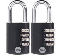 Yale 2 Pack 4 Digit Combination Lock Outdoor Waterproof Padlock for School Gym Locker, Sports Locker, Fence, Toolbox, Gate, Case, Hasp Storage (Black)