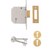 Yale 3 Lever Mortice Deadlock Standard Security Polished Brass 3 Inch 76 mm