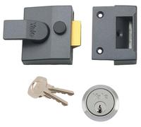 Yale 40mm Nightlatch Dark Metal Grey + SC Cylinder - Deadlocking Nightlatch