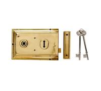 Yale 43mm Polished Brass Effect Metal Rim Lock, (H)104mm (L)156mm