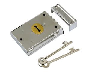 Yale 46mm Chrome Effect Metal Rim Lock, (H)76mm (L)102mm