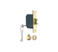 Yale B-BSDL-3.0-PB British Standard 5 Lever Mortice Deadlock, Brass Finish, Boxed, Suitable for External Doors, 3 Inch/76 mm