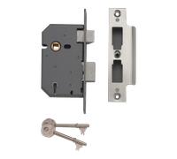 Yale 5 Lever Mortice Sashlock,External Doors, Chrome/Brass, 2.5 Inch/3 Inch
