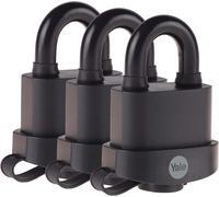 Yale 51mm Weatherproof Padlocks 3 Pack Heavy Duty Outdoor Security matt black