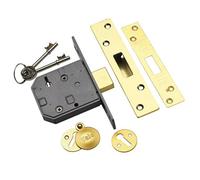Yale PM562 High Security BS 5 Lever Mortice Dead Lock 76mm 3-inch - Polished Brass Finish - 2 Keys included