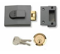 Yale B-81-DMG-PB-60 Standard Nightlatch, Standard Security, Dark Metallic Finish/Brass Cylinder, 60 mm Backset
