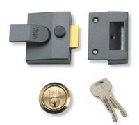 YALE 85 DEADLOCKING NIGHTLATCH 40MM BACKSET DARK GREY BRASS CYLINDER NARROW FIT