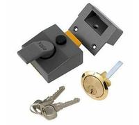 YALE 85 Deadlocking Nightlatch Lock Grey Case Polished Brass Rim Cylinder -40mm