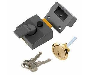 YALE 85 Deadlocking Nightlatch Lock Grey Case Polished Brass Rim Cylinder -40mm