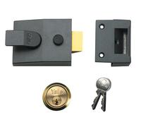Yale 89 Deadlock Nightlatch 60mm Backset Dmg Finish Satin Chrome Cylinder Box
