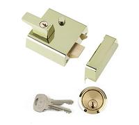 Yale B-1-BLX-PB-60 Double Locking Nightlatch, 60 mm Backset, Brass Finish, High Security, can be Locked from Inside with Key