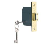 Yale B-BSDL-3.0-PB British Standard 5 Lever Mortice Deadlock, Brass Finish, Boxed, Suitable for External Doors, 3 Inch/76 mm