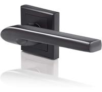 Yale Siena Matt Black Door Handle for Indoor Wooden Door, Stylish Modern Easy Fit Handle with All Fixtures Supplied, Euro Profile Cylinder Keyhole Cover Included