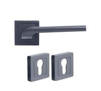 Yale Siena Matt Black Door Handle for Indoor Wooden Door, Stylish Modern Easy Fit Handle with All Fixtures Supplied, Euro Profile Cylinder Keyhole Cover Included