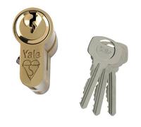 Yale PKM4045-PB Euro Double 1 Star Kitemarked Cylinder, 3 Keys Supplied, High Security, Visi Packed, Suitable for All Door Types, Brass Finish, 40:10:45 (95 mm)