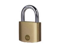 Yale - Y110B/40/122/2 Standard Security 40mm Brass Padlock, Pack of 2 - Open Hardened Steel Shackle - 3 keyed Alike Keys