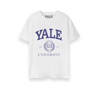 Yale Crest Logo Short Sleeved T-Shirt | Unisex White | Official | Size: Large Yale White L
