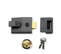 Yale Deadlocking Nightlatch, 60 mm Backset, Dark Metallic Finish, High Security, Key Lock, Brass Cylinder