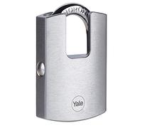 Yale High Security Brass Padlock with Chrome Finish Y122B/50/123/1 50mm Body Protected Boron Hardened Steel Shackle 3 Keys