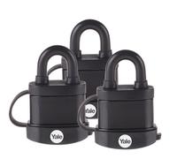 Yale Trailer Padlock Y222B/35 - 35mm High Security, Hardened Steel Shackle, Pack of 3 (Keyed Alike)