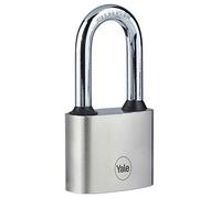 Yale Iron Disc Padlock 40mm - Nickel Plated - Hardened Steel Long Shackle - Extreme Corrosion Resistance for Outdoor use