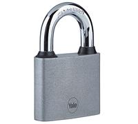 Yale Iron Disc Padlock 50mm - Nickel Plated - Hardened Steel Long Shackle - Extreme Corrosion Resistance for Outdoor use