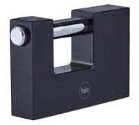 Yale Iron Shutter Padlock Hardened Steel Shackle 90mm Outdoor Black x3 Keys