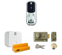 Yale Keyless Chrome Smart Lock + Nightlatch + Connect Kit Bundle