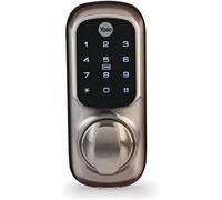 Yale Keyless Connected Door Lock - Satin Nickel Lock/Unlock with nigh latch