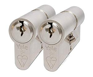 Yale KM3550-NP-KA Euro Double 1 Star Kitemarked Cylinder, 3 Keys Supplied, High Security, Boxed, Suitable for All Door Types, Nickel Finish, 35:10:50 (95 mm), Pack of 2