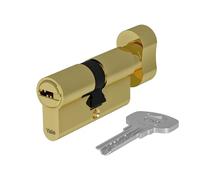 Yale Lock Cylinder 1000 Series 40/40mm Polished Brass High Security Knob Cylinder with 4 Keys for Front Doors and Apartment Doors