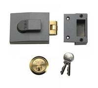 Yale B-81-DMG-PB-60 Standard Nightlatch, Standard Security, Dark Metallic Finish/Brass Cylinder, 60 mm Backset