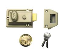 Yale B-77-ENB-PB-60 Traditional Style Nightlatch 60mm Brass Cylinder Grey Case