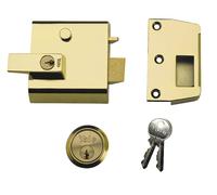Yale Locks P1 Double Security Nightlatch 60mm Backset Brasslux Finish Visi YALP