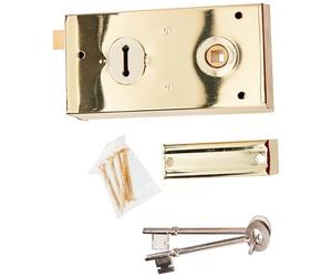 Yale Locks P401GRY Rim Lock 138 x 76mm - Polished Brass Finish (Visi Pack)