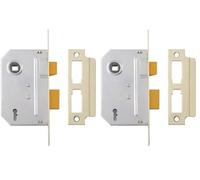 Yale Locks PM320PB25 3 Lever Mortice Sash Lock 67mm 2.5-inch - Polished Brass Finish (Pack of 2)