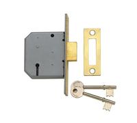 Yale Lever Deadlock 65mm Polished Brass